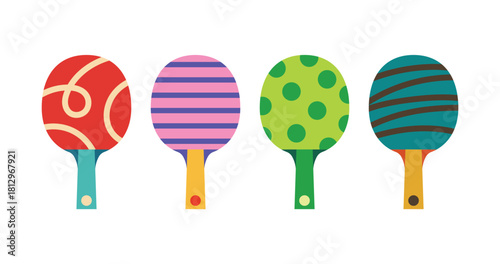 Illustration set design racquet table tennis