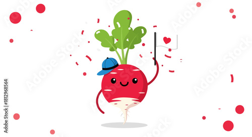 Cheerful Vegetable Character Celebrating Love and Happiness with Adorable Presentation