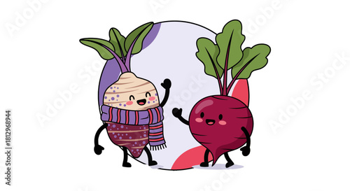 Cheerful Vegetable Characters Embracing Friendliness And Healthy Eating Habit Concept