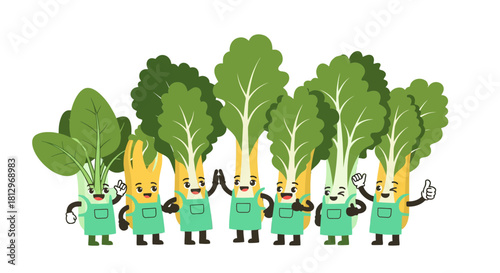 Cheerful Vegetable Characters Together, Symbolizing Healthy Foods on Black Background