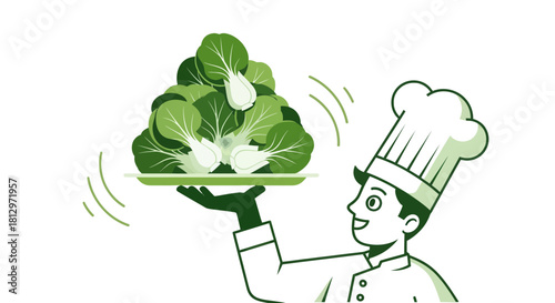 Chef Presenting Fresh Vegetables, Highlighting Culinary Creations With A Delightful Smile