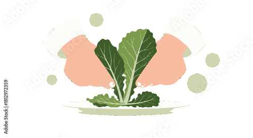 Chef's Delicate Presentation Of Fresh Greens On A Simple Plate For Healthy Food