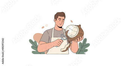 Chef Preparing Exotic Fruit Peeling It With Precision For Delicious Culinary Creation