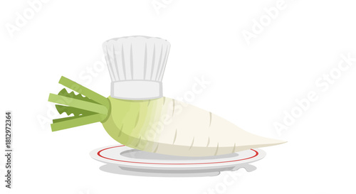 Chef’s Fresh Radish on a Plate, Ready for Culinary Creation and Gourmet Presentation