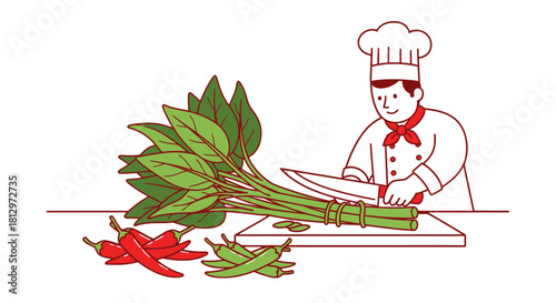 Chef Preparing Fresh Ingredients for Culinary Endeavors In a Minimalist Style