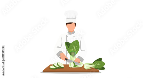 Chef Preparing Fresh Vegetables For Culinary Excellence In A Professional Kitchen