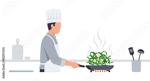 Chef Preparing Fresh Vegetables Meal In The Kitchen For Fine Dining Experience