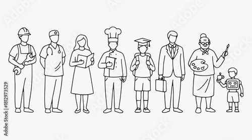 People of various professions and age groups.