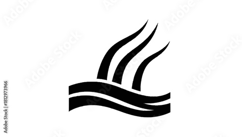 Vector illustration of black and white icon representing hair strands growing from a wavy line, isolated on transparent background 