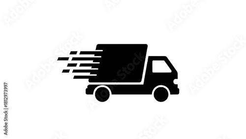 Vector illustration of fast delivery truck icon representing quick shipping service isolated on transparent background