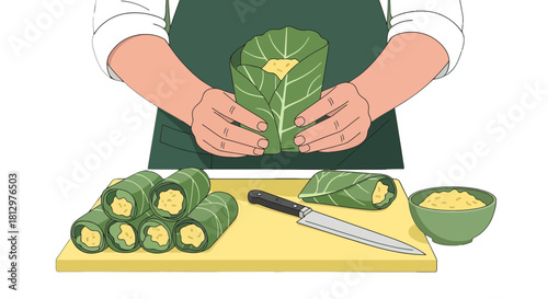 Culinary Creation: Preparing Leaf-Wrapped Delights for a Delicious Food Experience
