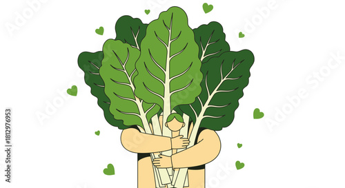 Embracing Freshness: A Whimsical Illustration Of Nature's Embrace And Verdant Greens