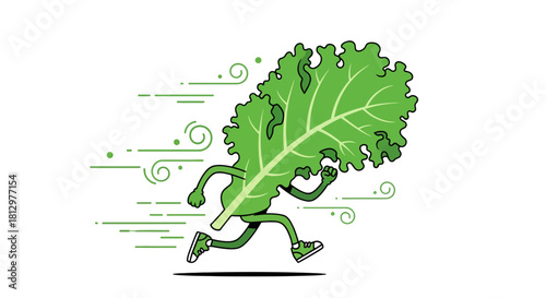 Energetic Running Leaf: A Playful and Dynamic Illustration Against Dark Background