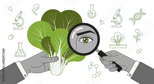Examining Vegetable Science: A Detailed Artistic Illustration of Research and Development