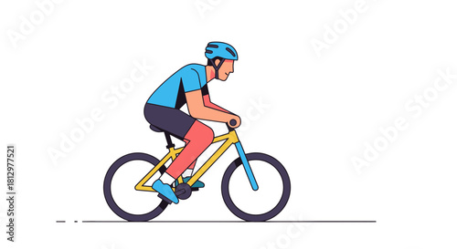 Cyclist In Motion, Representing Physical Activity On A Bicycle, Black Background