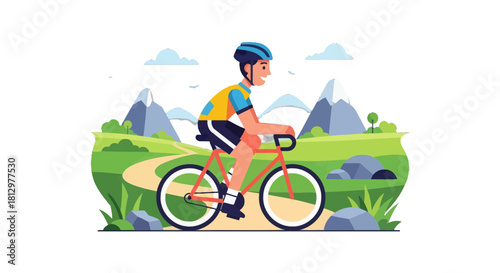Cyclist Enjoying Mountain Biking Adventure With Beautiful Scenic Landscapes and Trails