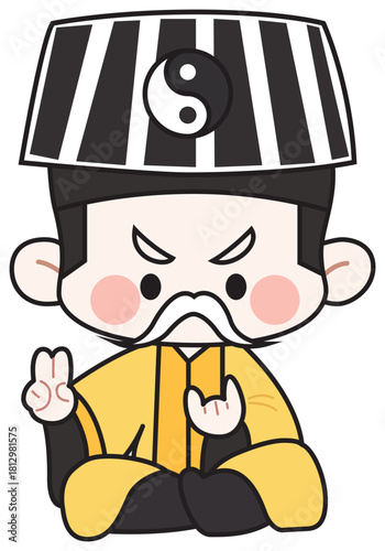 Cute-style taoist exorcist - vector illustration