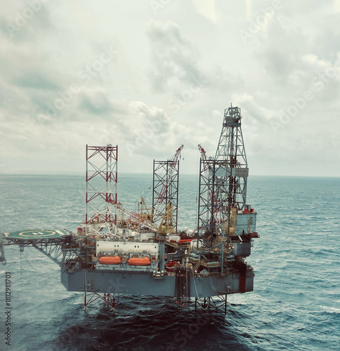 Offshore Oil and Gas Jack-up Drilling Rig in the Sea