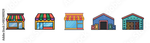 Vector illustration of Shop icon, Store icon, Garage icon, Warehouse icon