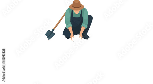 Farmer Planting Seed In Soil Under The Sun, Growing Fresh Food And Wellness