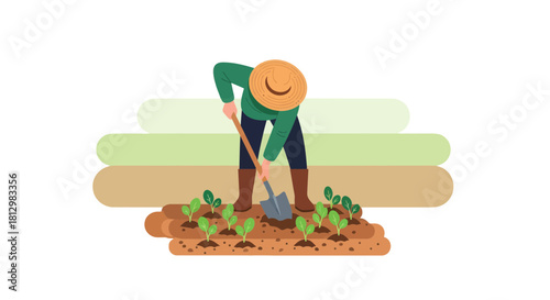 Farmer Planting Crops In Garden: Cultivating And Harvesting Food For Sustainable Living