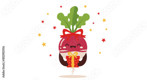 Festive Radish Delights And Gifts, A Cheerful Vegetable Celebration On Black