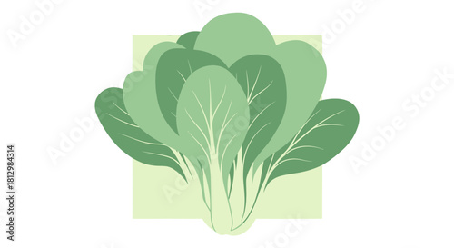 Fresh Green Leafy Plant Arrangement In a Simple and Clean Graphic Design Style