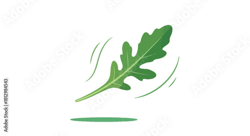 Fresh Arugula Leaf Floating Against Obsidian Background with Elegant Design