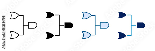 Logic Diagram Icon Set Multiple Style Collection