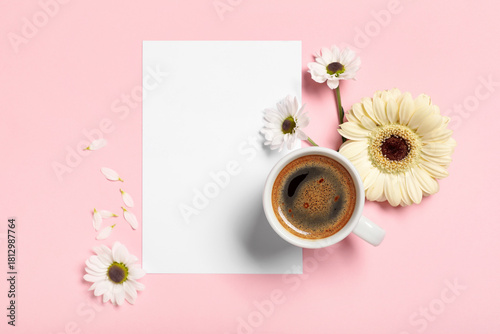 Cup of coffee with gerbera ...