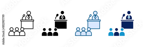 Lecture Speech Icon Set Multiple Style Collection