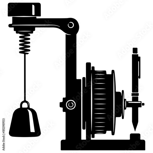 Silhouette of a seismograph machine recording ground motion
