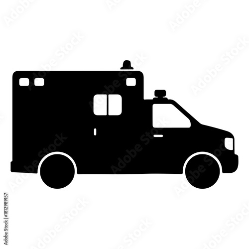 Silhouette of an ambulance emergency medical service vehicle side view