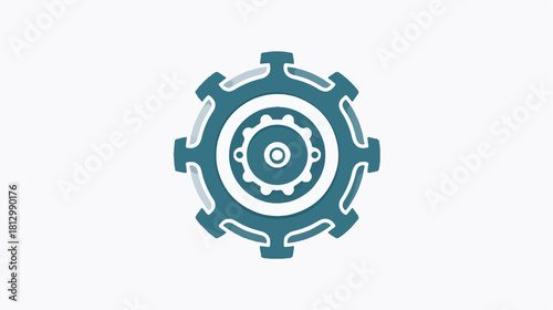 Minimalist symmetrical flywheel gear icon with clean mechanical lines and vibrant color options
