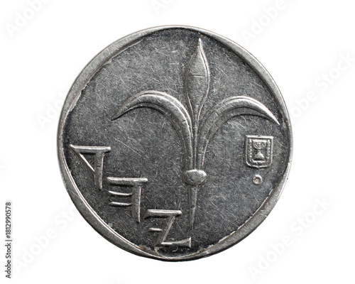 Obraz na plátně One new Israeli shekel coin isolated on white background