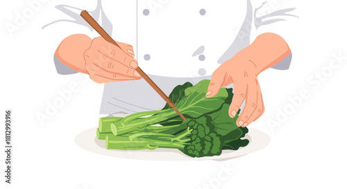 Fresh Vegetables Being Prepared by Culinary Professional for a Delicious Dish