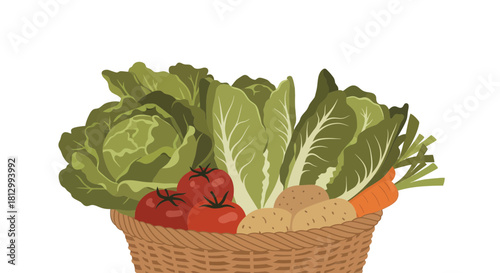Fresh Vegetables In A Wicker Basket On A Black Background For Healthy Eating