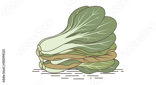 Freshly Gathered Pak Choi Illustration Against Dark Background for Healthy Eating