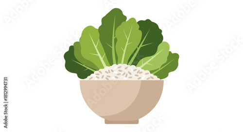 Freshly Prepared Rice And Vegetables Served In A Bowl on A Solid Black Background