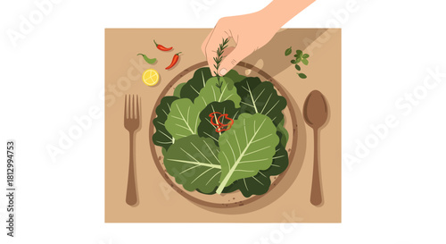 Freshly Prepared Salad With Lemon And Chili, Ready For A Healthy Dining Experience