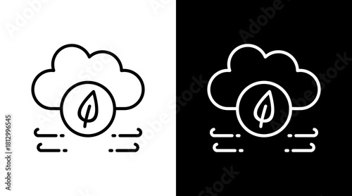 Clean Air Outline White Icon Set Design