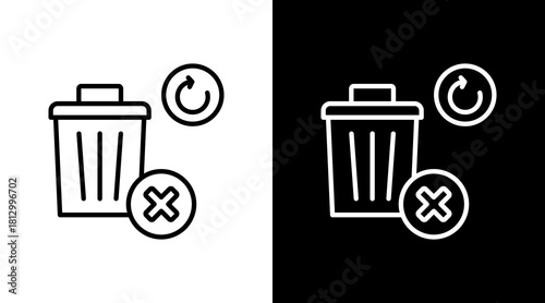Zero Waste Outline White Icon Set Design