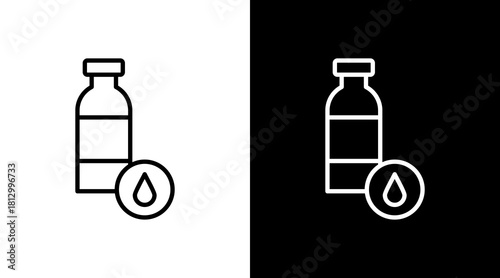 Water Bottle Outline White Icon Set Design