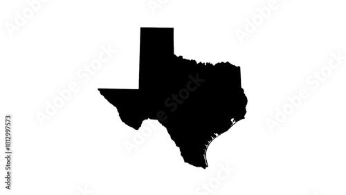 Vector illustration of black silhouette map of the state of texas isolated on transparent background 