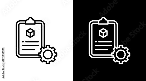 Stock List Outline White Icon Set Design
