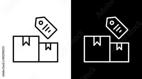Product Label Outline White Icon Set Design