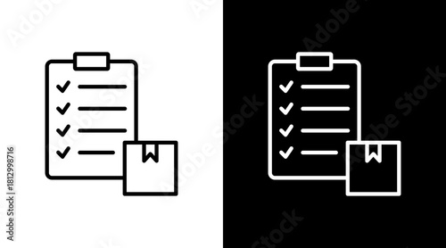 Pick List Outline White Icon Set Design