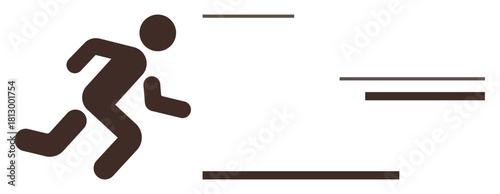 Simplistic depiction of a human figure running with motion streaks conveying energy, movement, and acceleration. Ideal for concepts thumbs up speed, progress, fitness, effort, action, sports