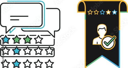 Modern Flat Design Vector Illustration of User Reviews and Verified Profile