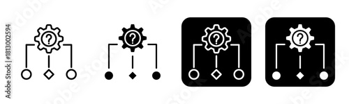 Algorithm Icon Line and Black Fill Style Collection